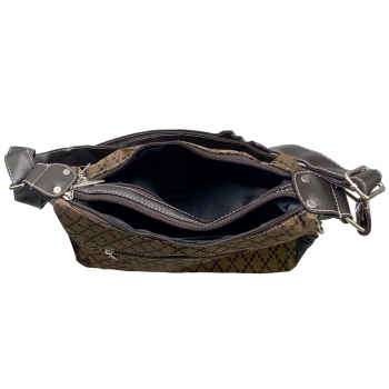 flevado Elegante Schultertasche/ Umhängetasche Kunstleder Schnallenoptik braun
